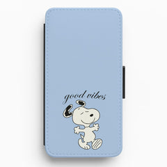 Good Vibes Cartoon Beagle Flip / Wallet Phone Case