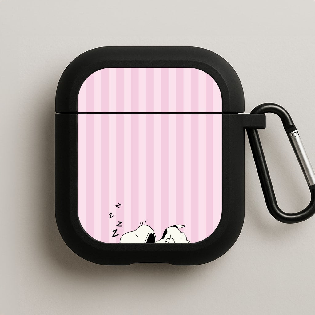 Pastel Stripes Cartoon Beagle AirPods Case