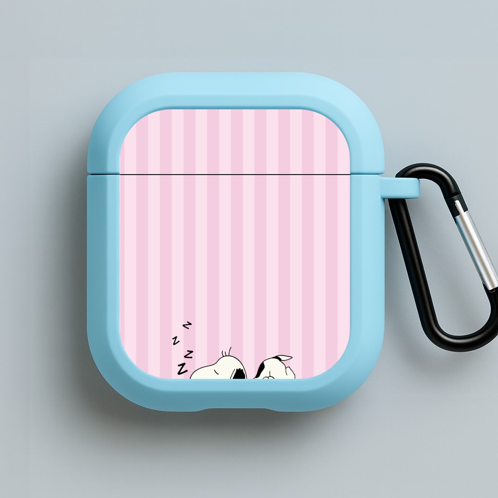 Pastel Stripes Cartoon Beagle Blue AirPods Case