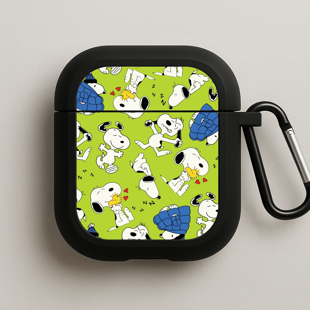 Lime Green Cartoon Beagle Pattern AirPods Case