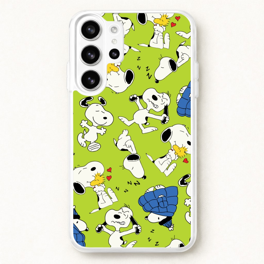 Lime Green Cartoon Beagle Pattern Phone Case for Galaxy S26 Ultra
