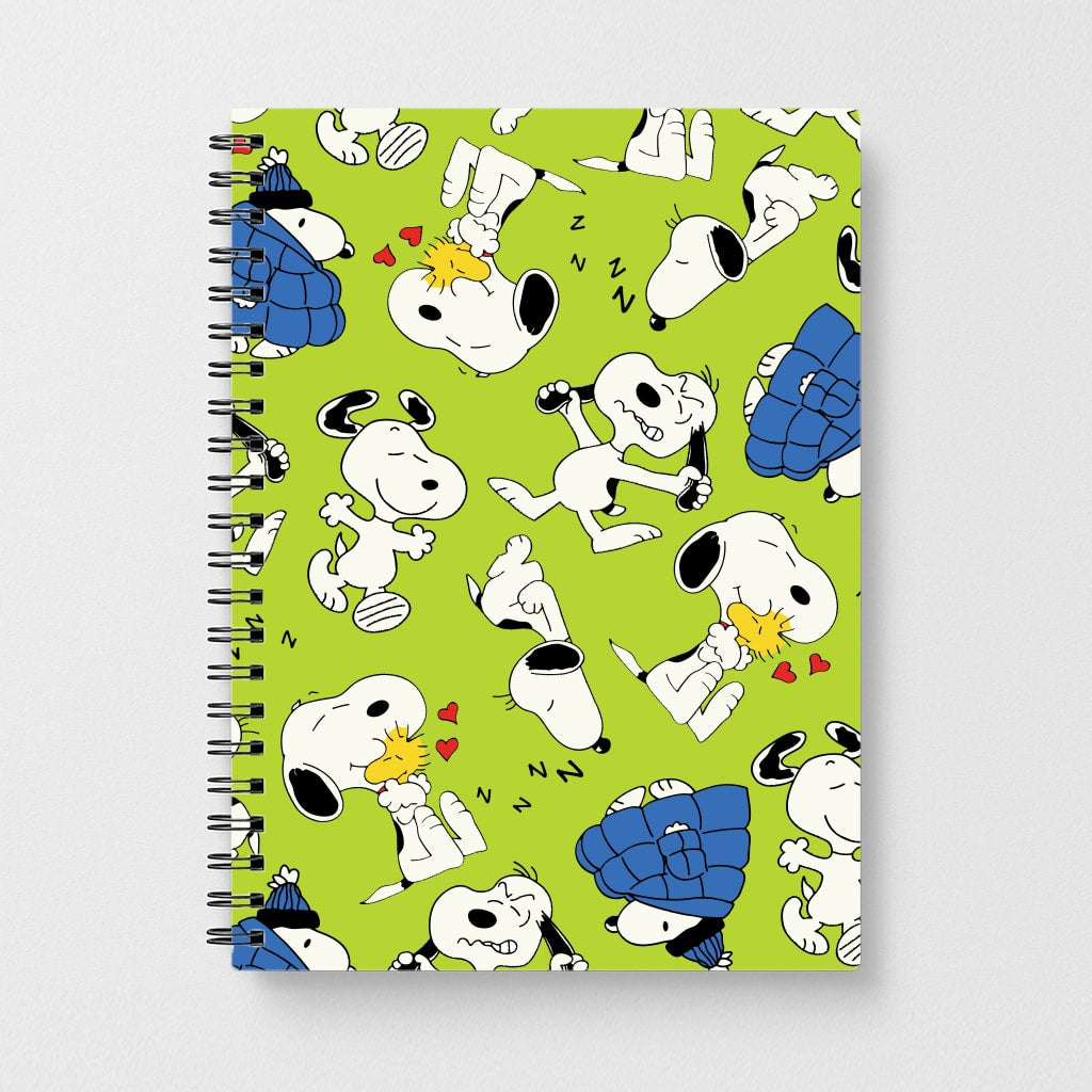 Lime Green Cartoon Beagle Pattern Notebook