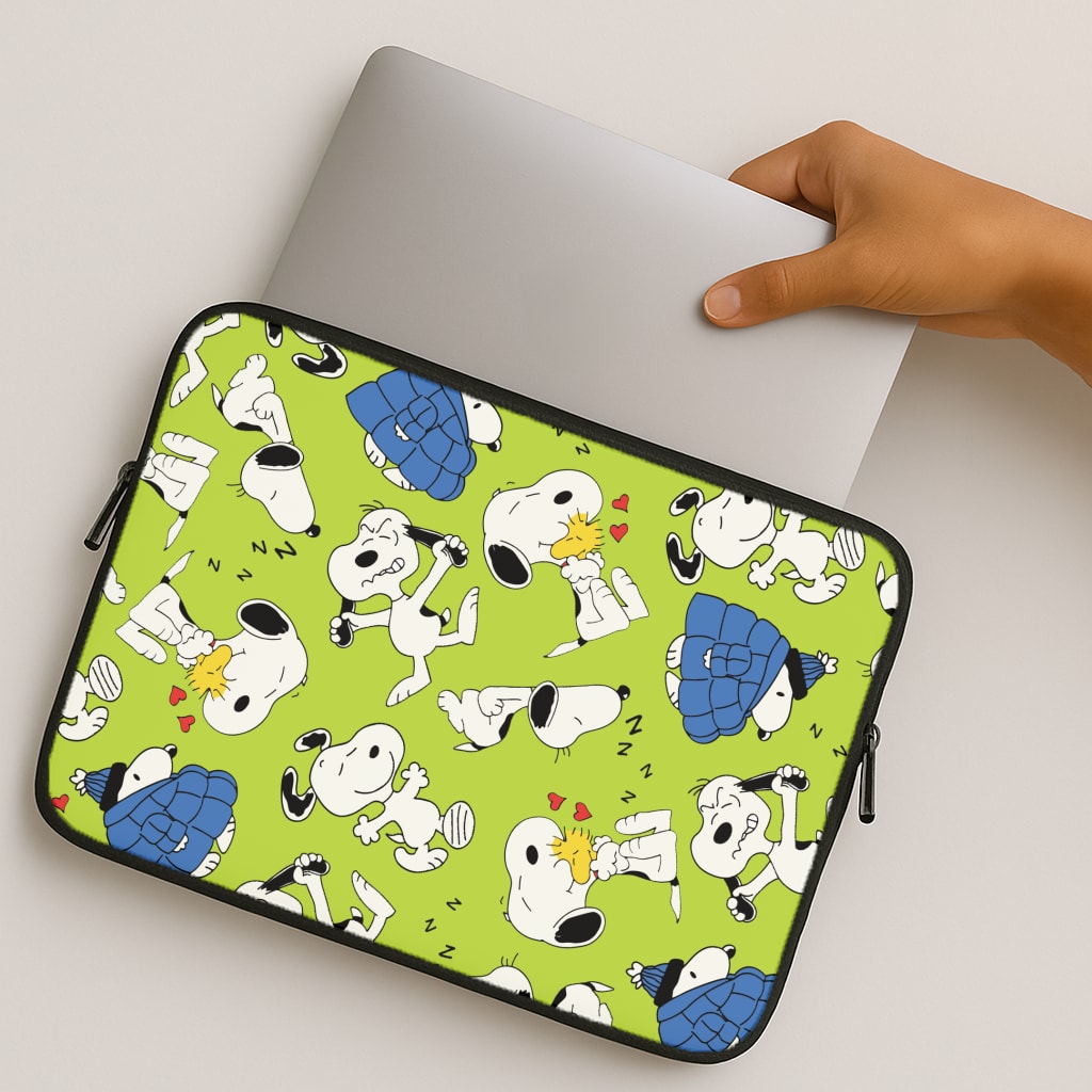 Lime Green Cartoon Beagle Pattern MacBook Case