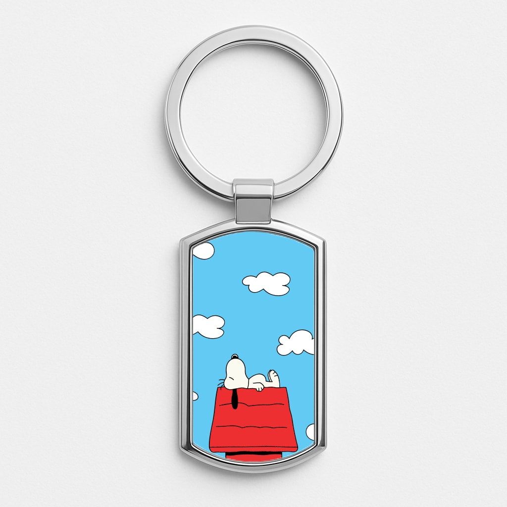 Cartoon Beagle Sleeping Silver Keyring
