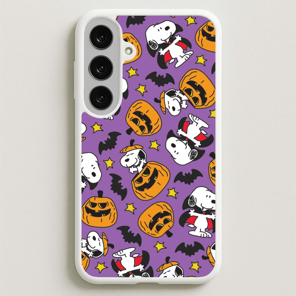 Cartoon Beagle Halloween Pattern Phone Case for Galaxy S25FE