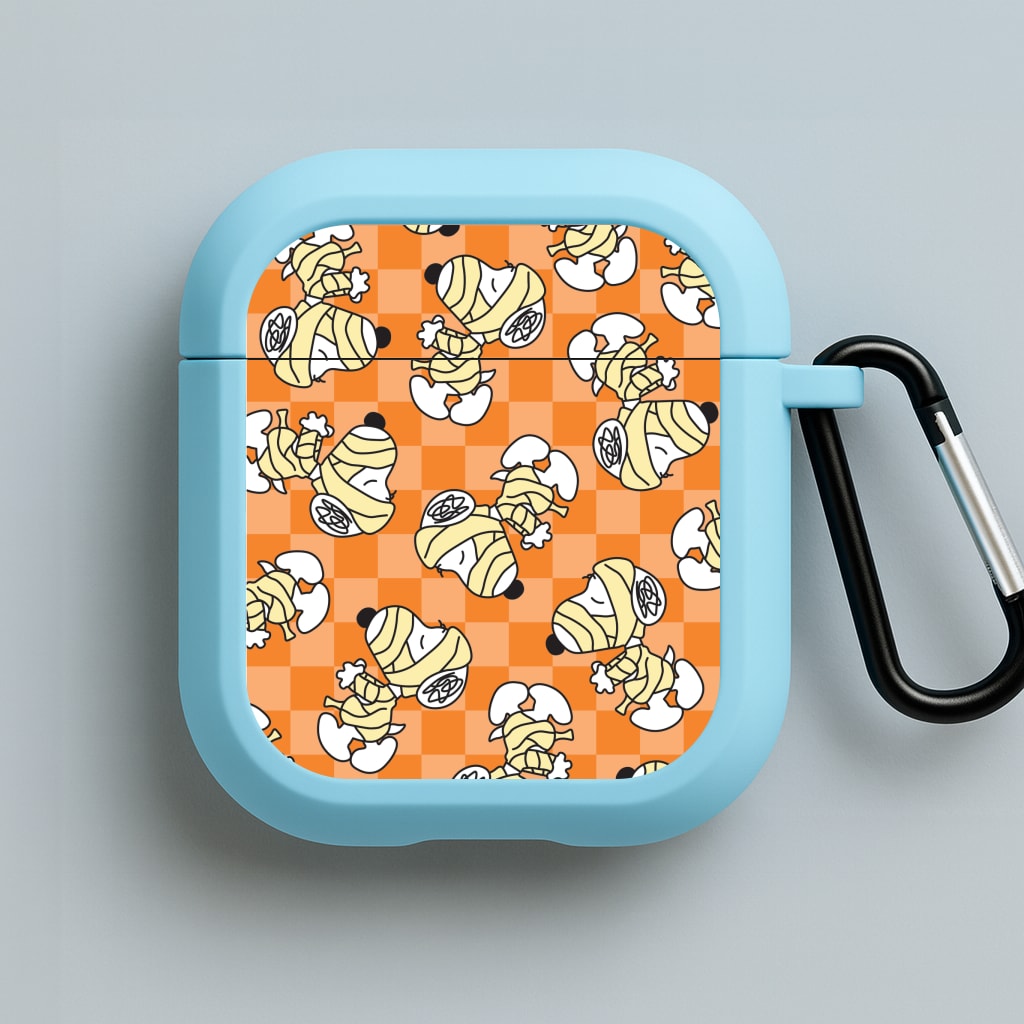 Mummy Cartoon Beagle Pattern Blue AirPods Case