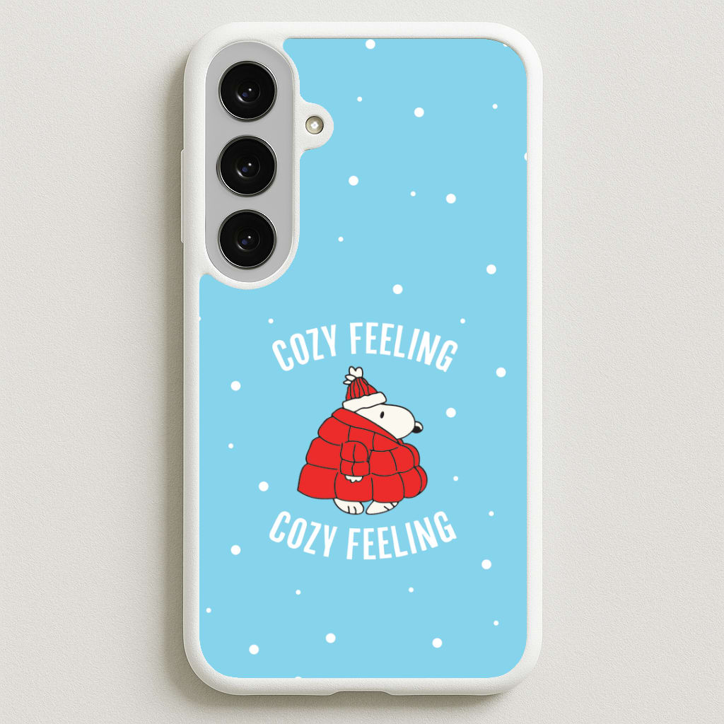 Cozy Feeling Cartoon Beagle Puffer Jacket Phone Case for Galaxy S25FE