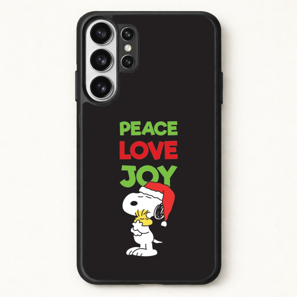Peace, Love, Joy Christmas Cartoon Beagle Phone Case for Galaxy S26 Ultra