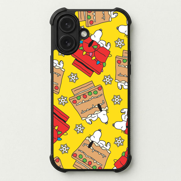 Cartoon Beagle Fairylights And Gingerbead Pattern Phone Case — Bumper case