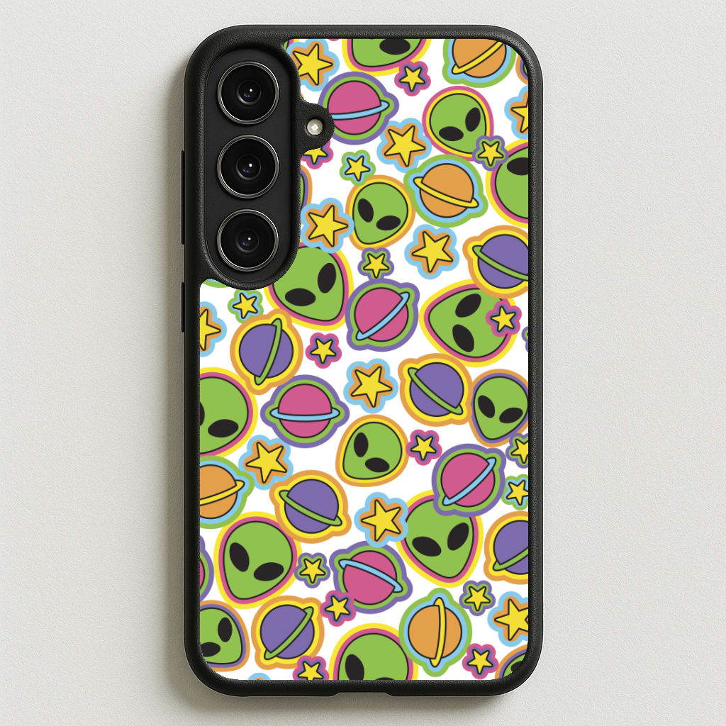 Colourful Aliens And Stars Phone Case for Galaxy S25FE