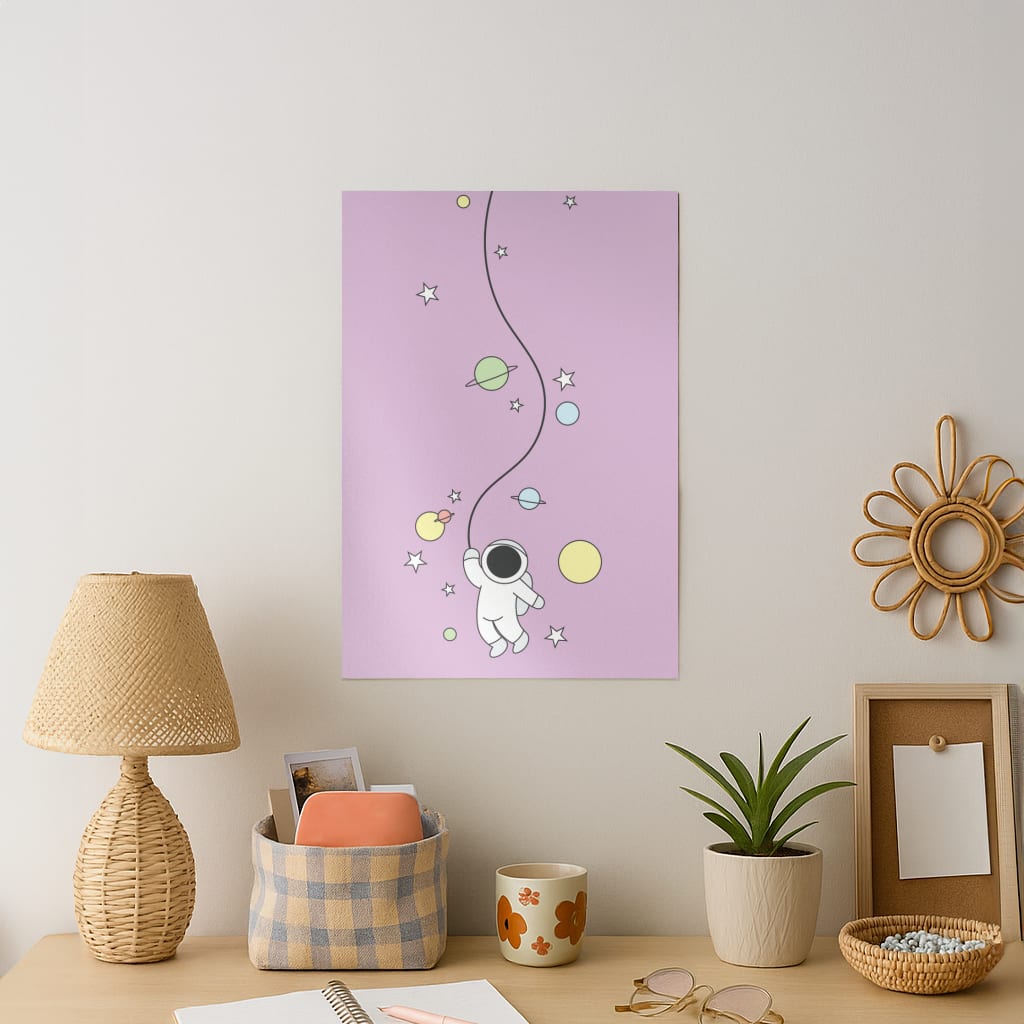 Cute Hanging Astronaut Art Print