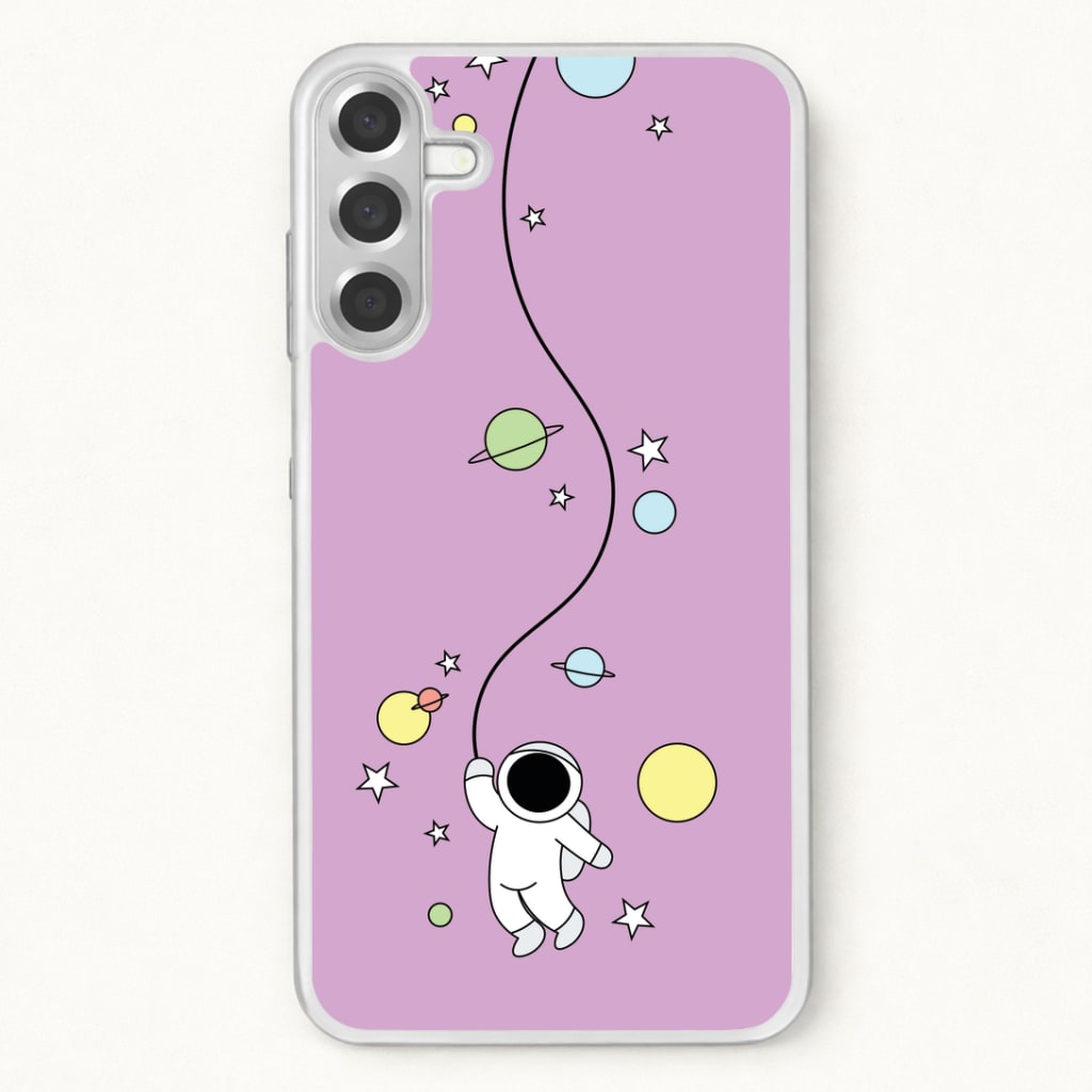 Cute Hanging Astronaut Phone Case for Galaxy A57