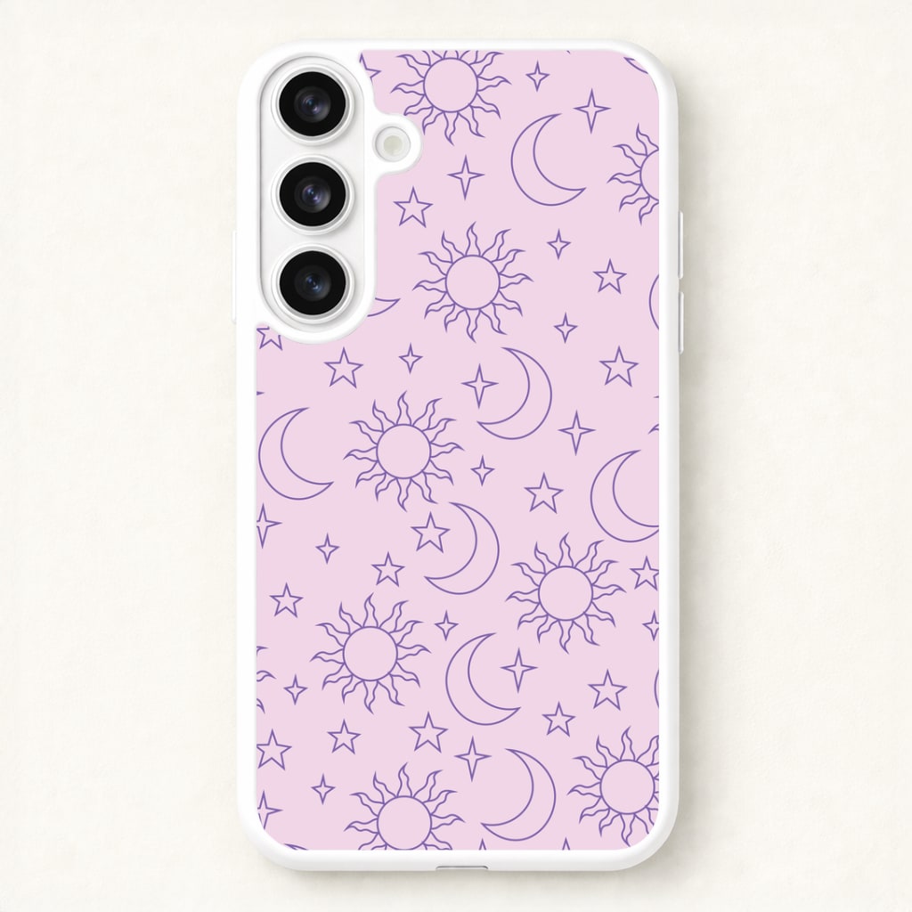 Sun, Moon And Stars Pattern Mauve Phone Case for Galaxy S26