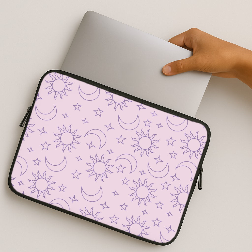 Sun, Moon And Stars Pattern Mauve MacBook Case