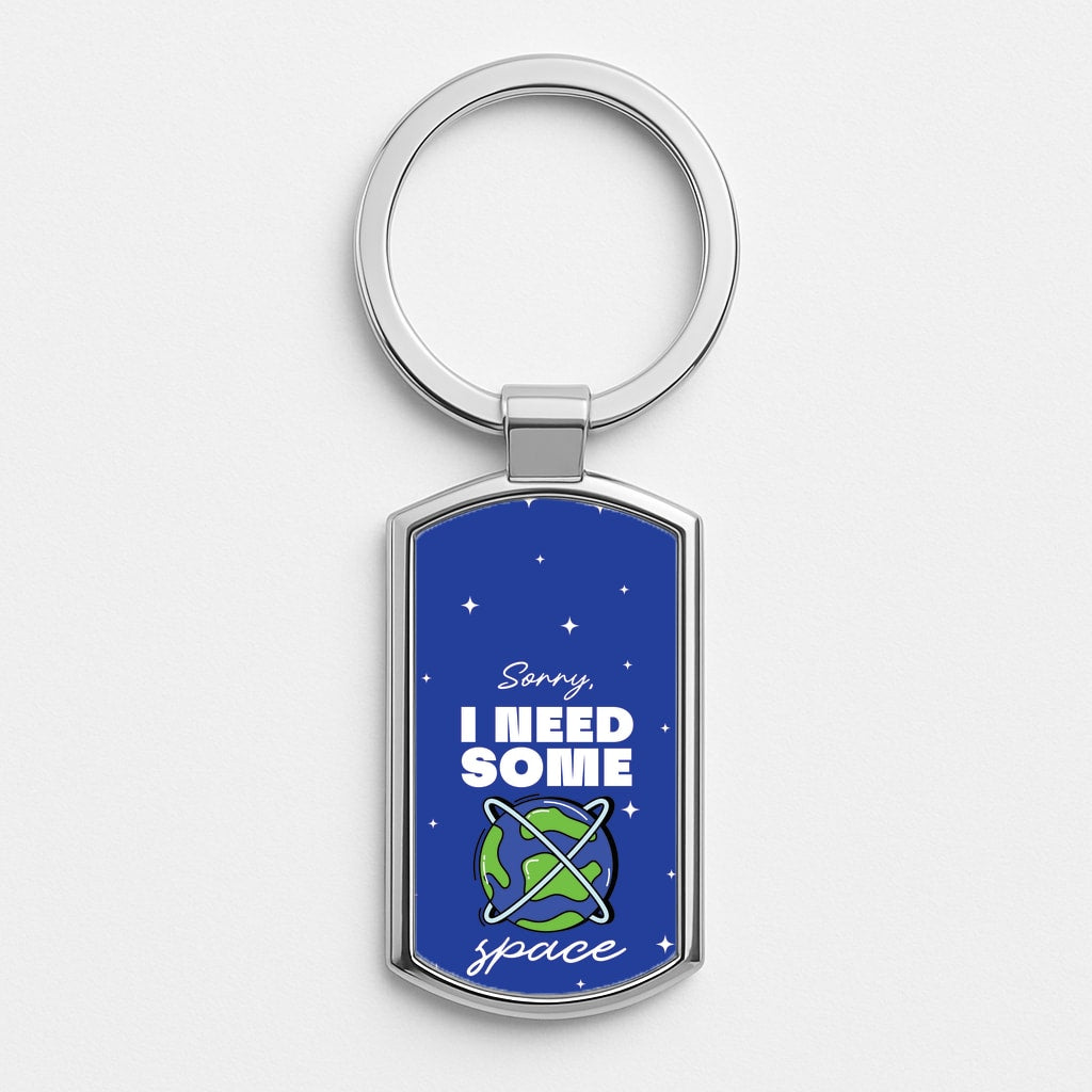 Cartoon I Need Some Space Silver Keyring