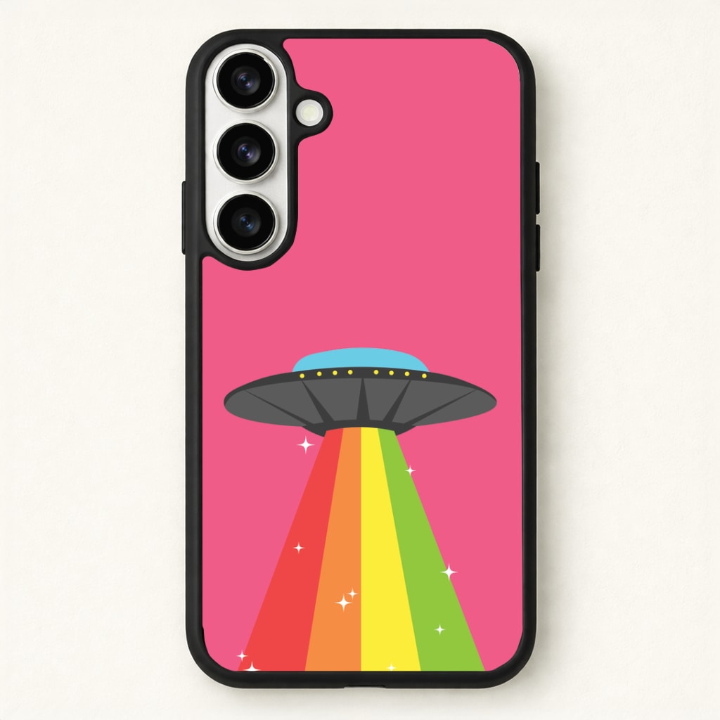 Rainbow Alien Spaceship Phone Case for Galaxy S26 Plus