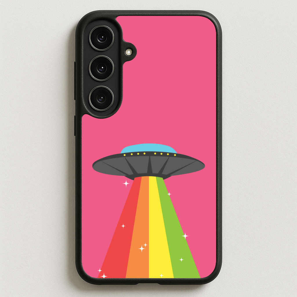 Rainbow Alien Spaceship Phone Case for Galaxy S25FE