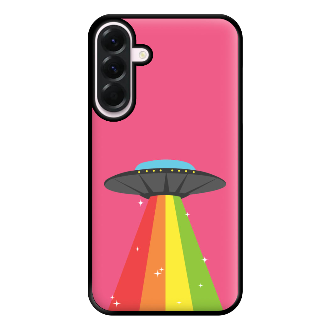 Rainbow Alien Spaceship Phone Case for Galaxy A36