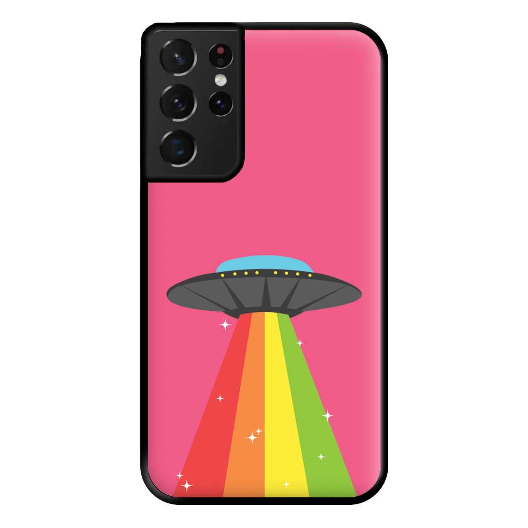 Rainbow Alien Spaceship Phone Case for Galaxy S21 Ultra