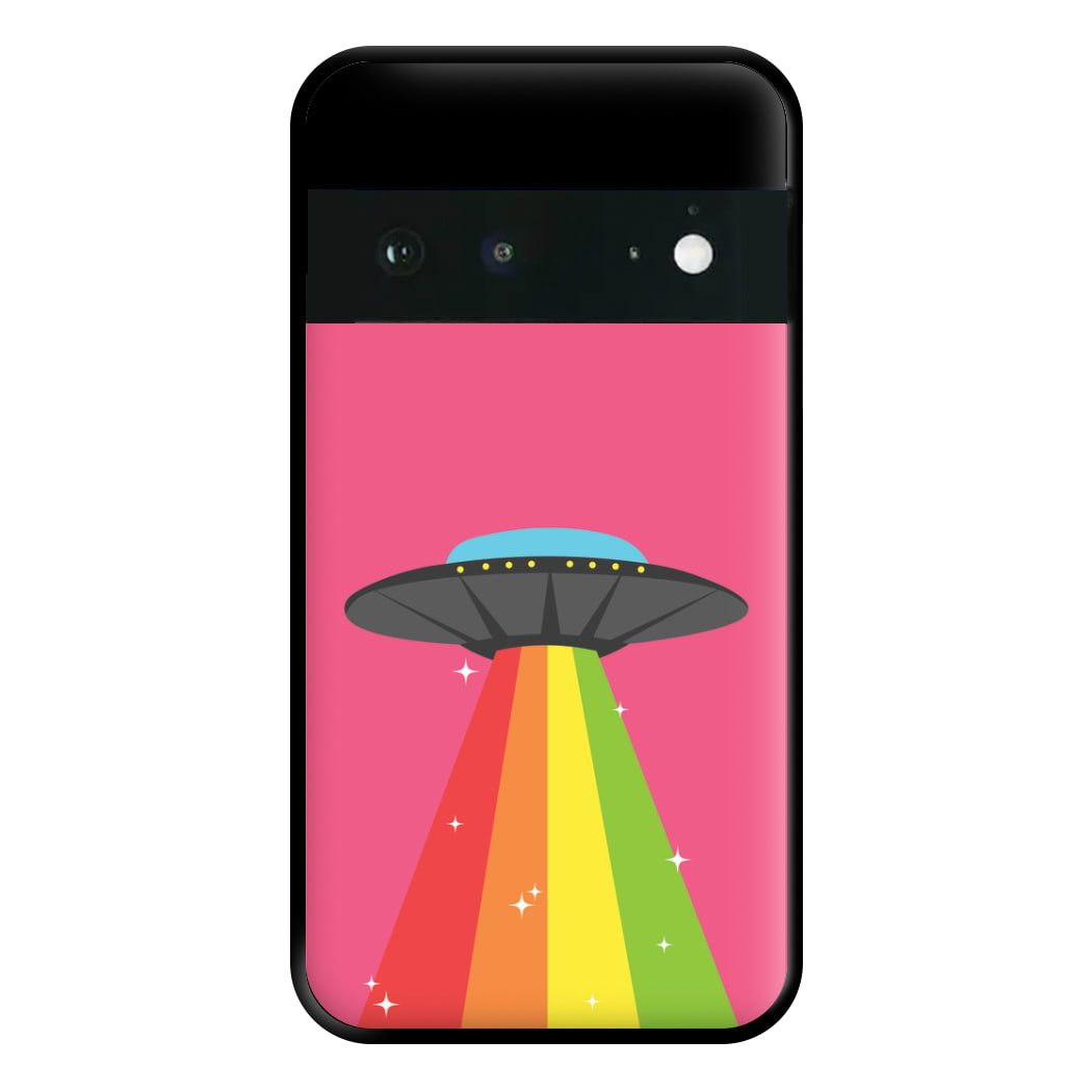 Rainbow Alien Spaceship Phone Case for Google Pixel 6a