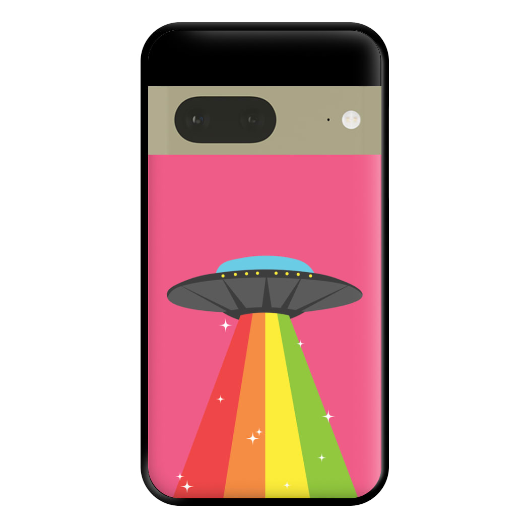 Rainbow Alien Spaceship Phone Case for Google Pixel 7a