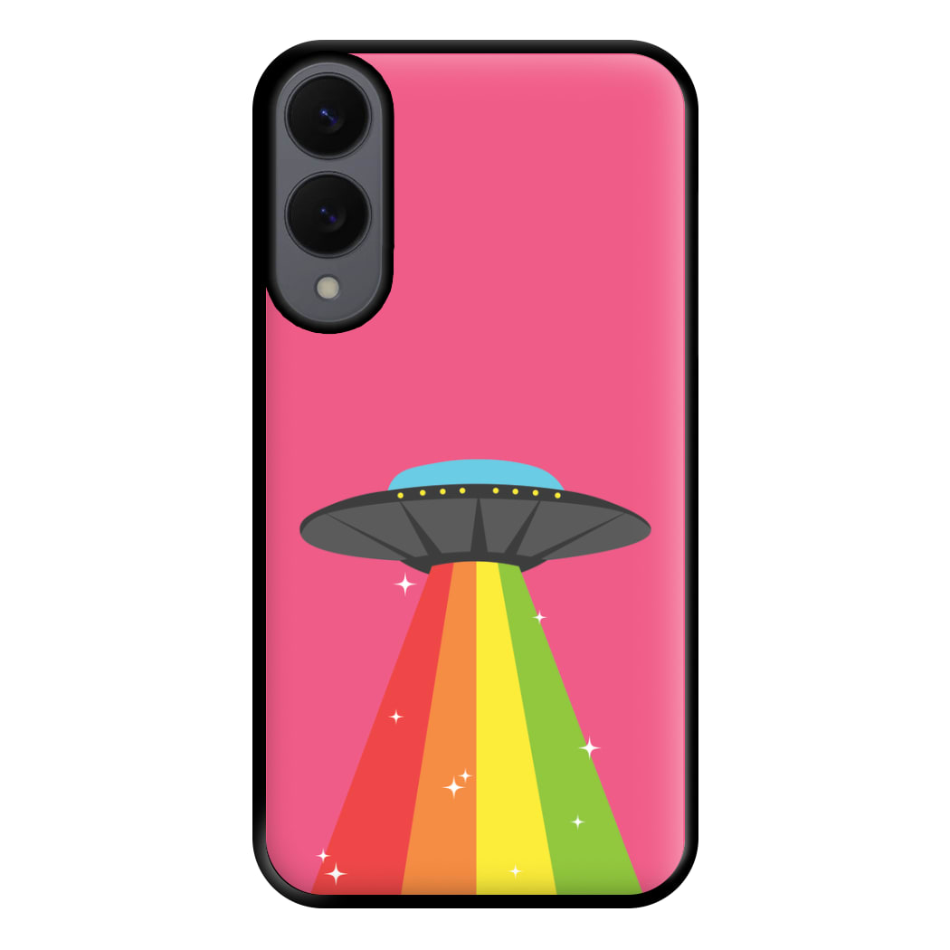 Rainbow Alien Spaceship Phone Case for Galaxy S25 Edge