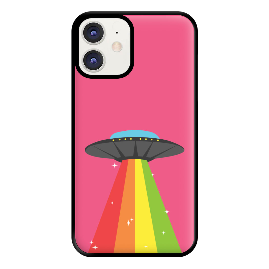 Rainbow Alien Spaceship Phone Case for iPhone 12 / 12 Pro