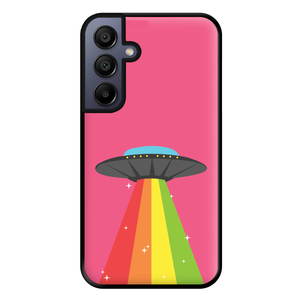Rainbow Alien Spaceship Phone Case for Galaxy A16