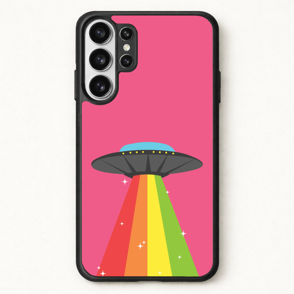 Rainbow Alien Spaceship Phone Case for Galaxy S26 Ultra