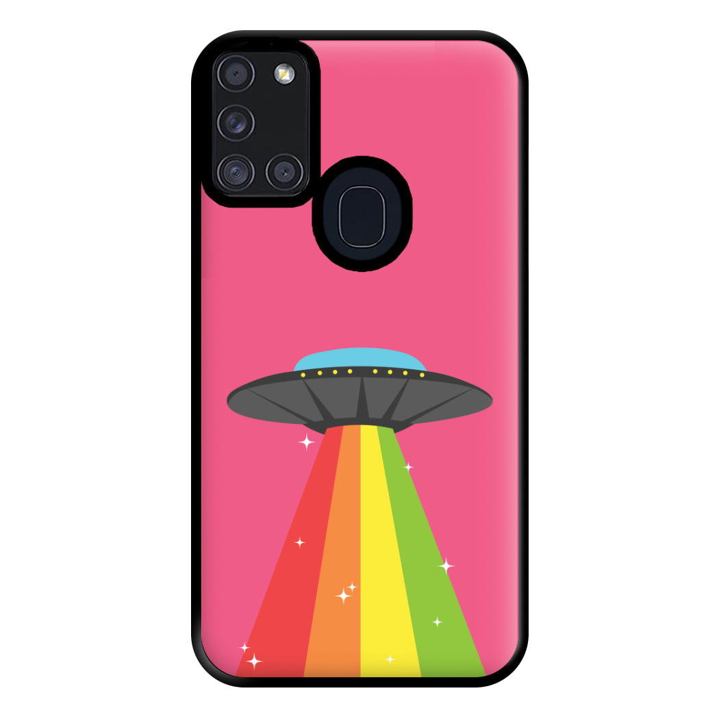 Rainbow Alien Spaceship Phone Case for Galaxy A21s