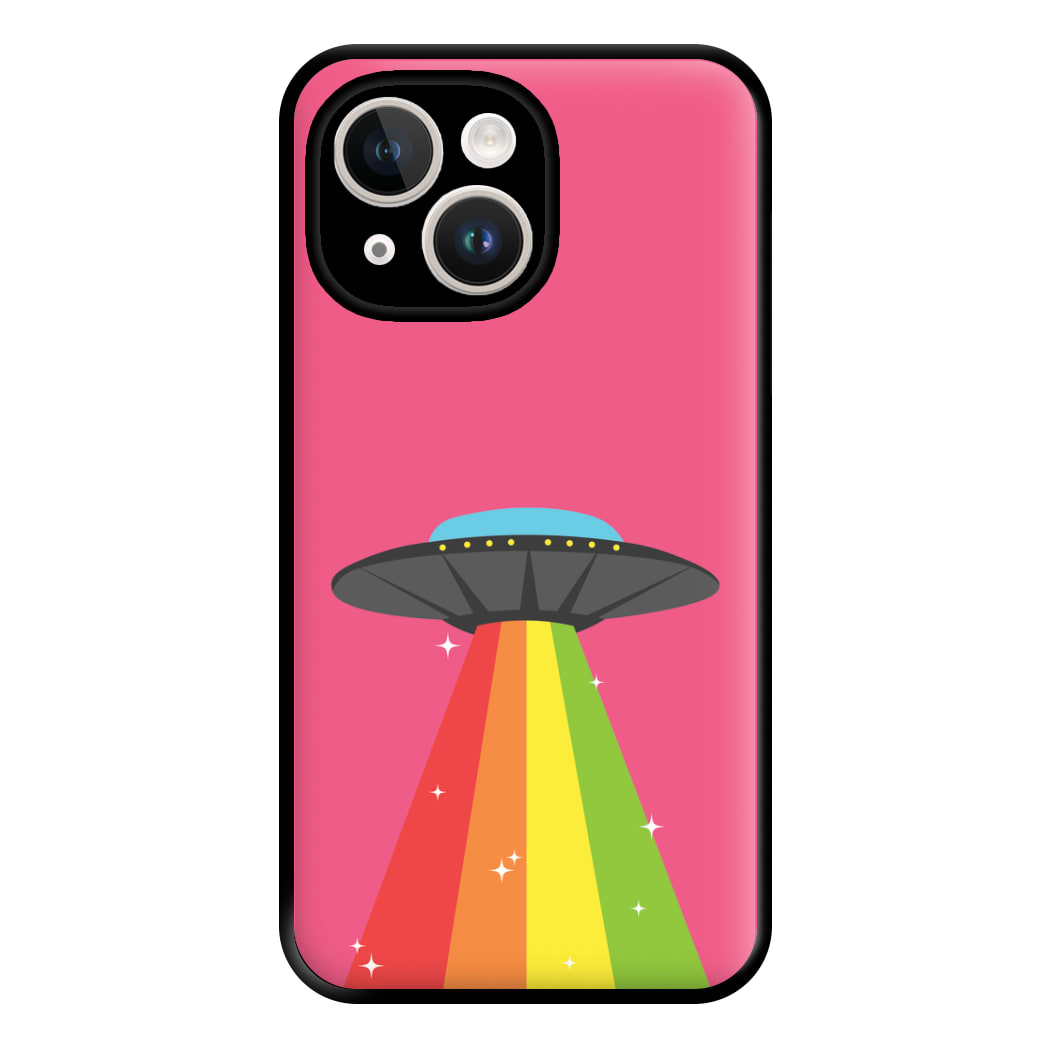 Rainbow Alien Spaceship Phone Case for iPhone 14 Plus
