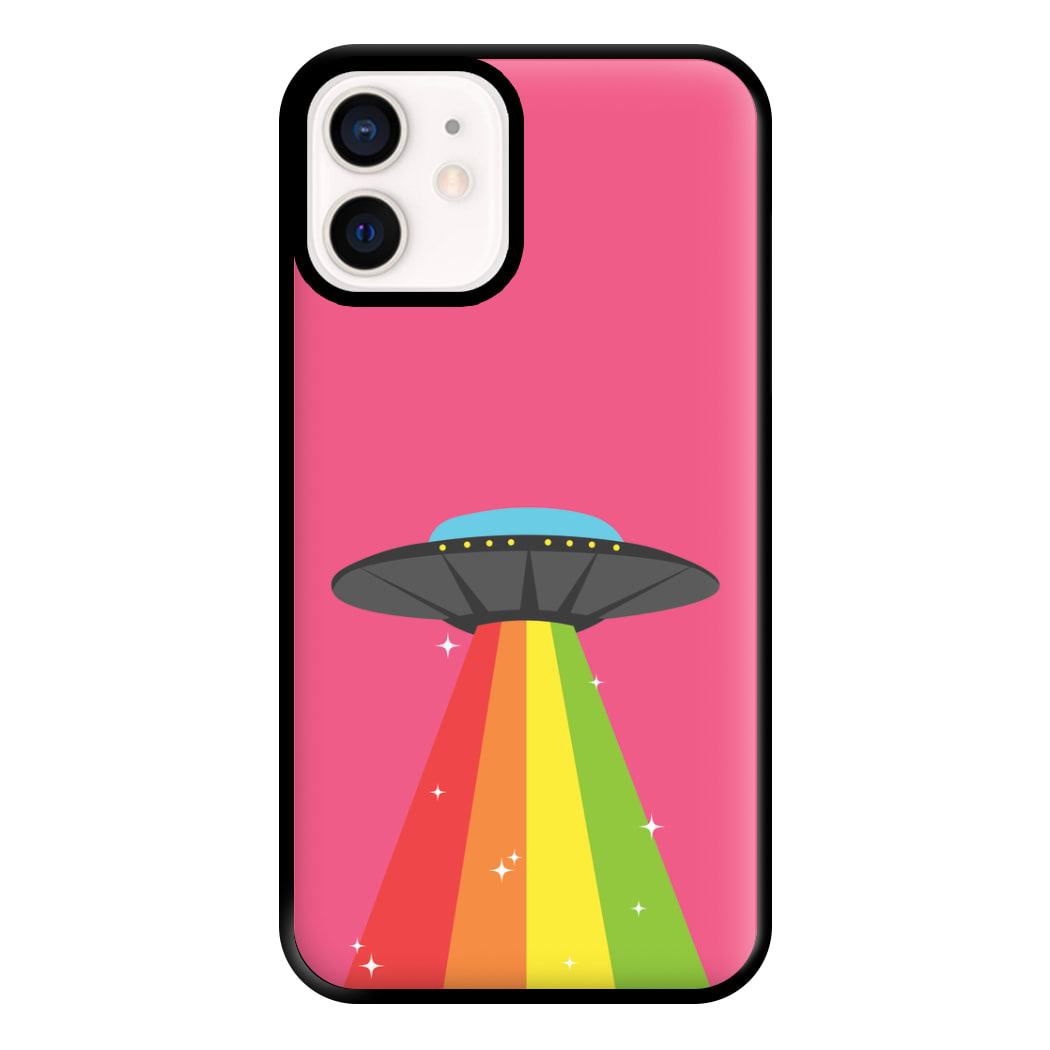 Rainbow Alien Spaceship Phone Case for iPhone 13 Mini