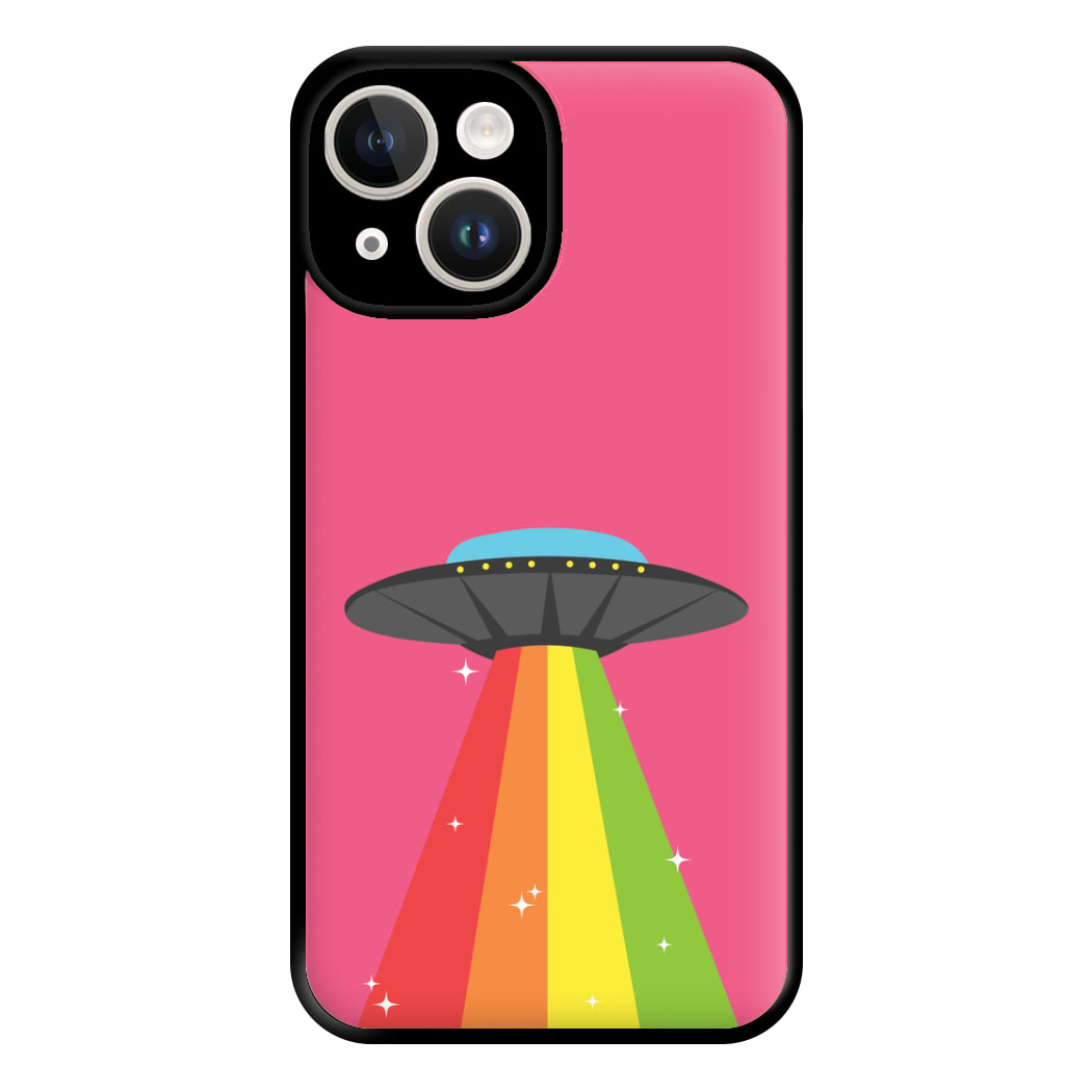 Rainbow Alien Spaceship Phone Case for iPhone 14