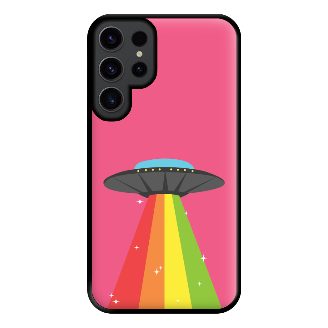 Rainbow Alien Spaceship Phone Case for Galaxy S23 Ultra