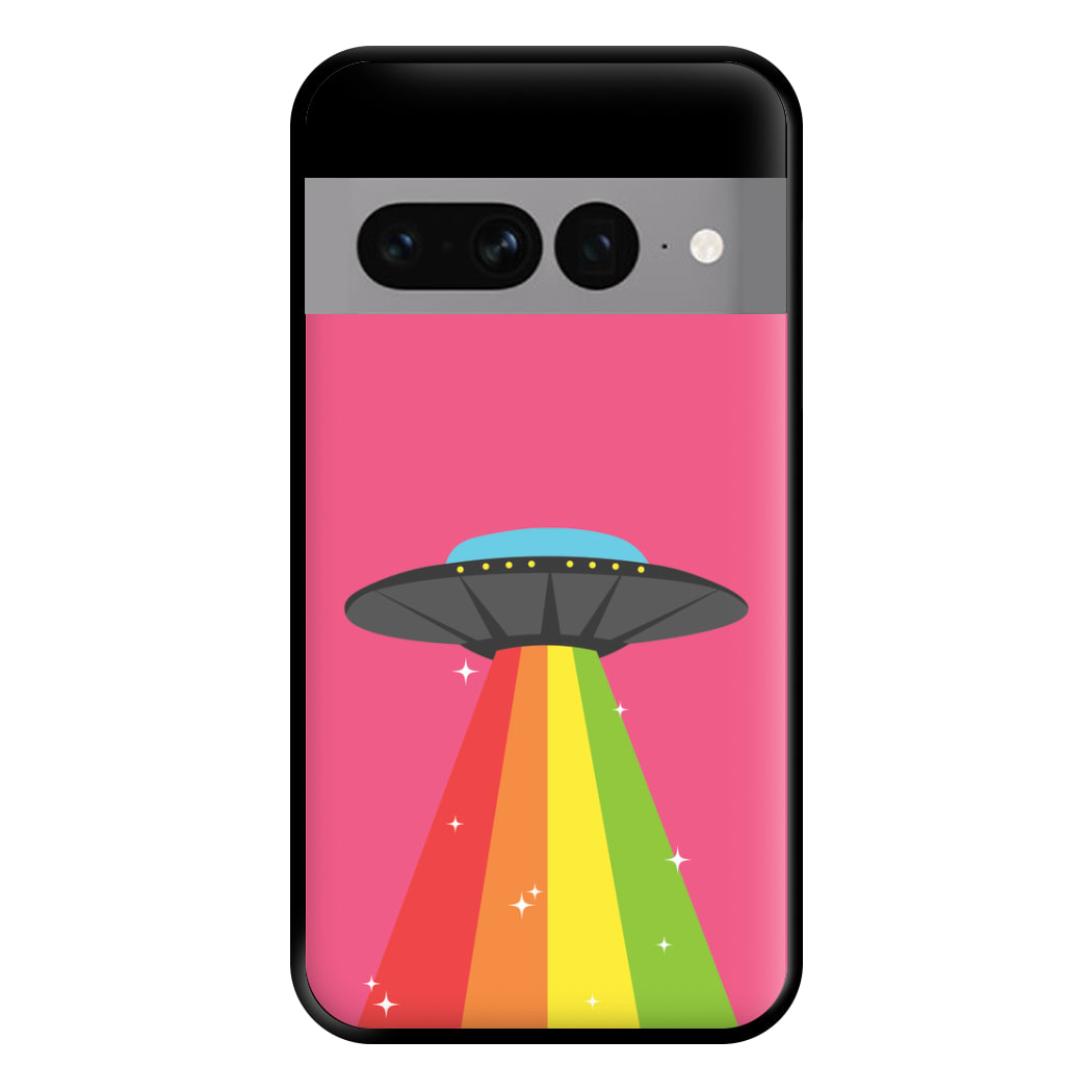 Rainbow Alien Spaceship Phone Case for Google Pixel 7 Pro