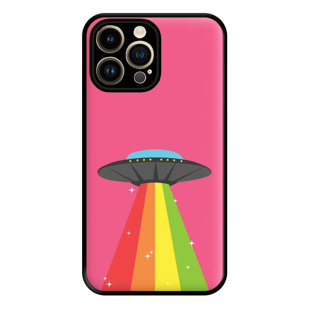 Rainbow Alien Spaceship Phone Case for iPhone 14 Pro Max