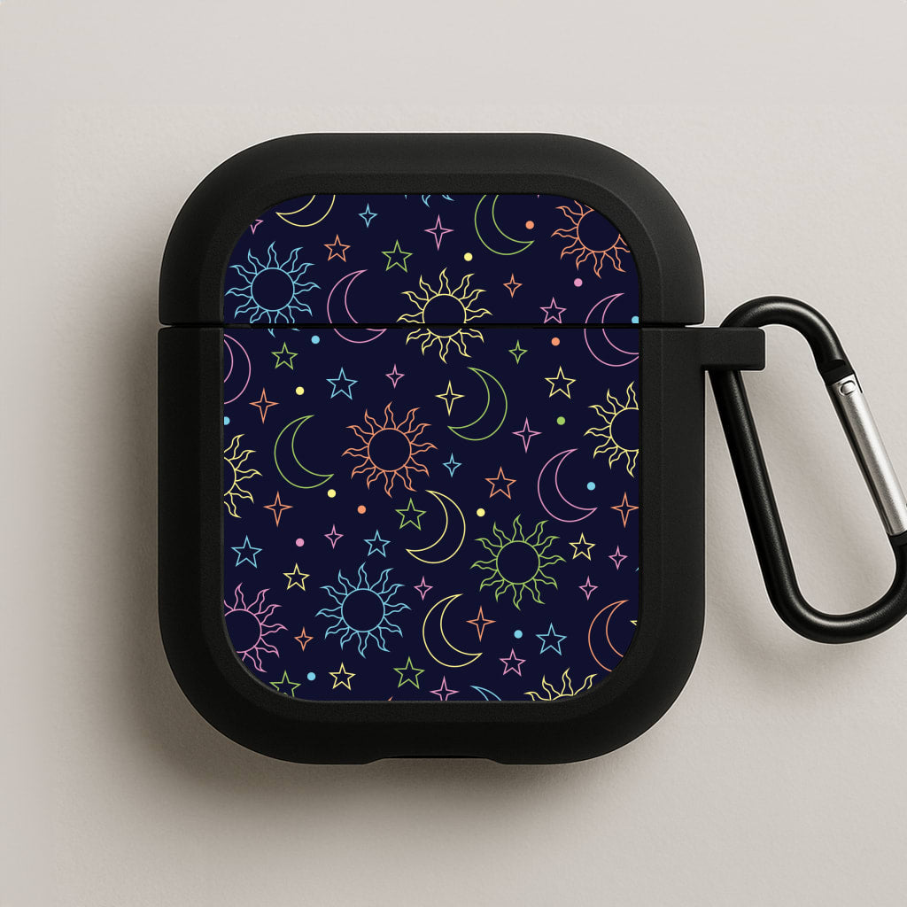 Sun, Moon And Stars Pattern Rainbow AirPods Case