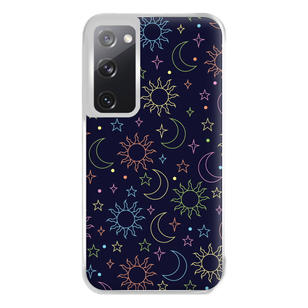 Sun, Moon And Stars Pattern Rainbow Phone Case for Galaxy S20FE
