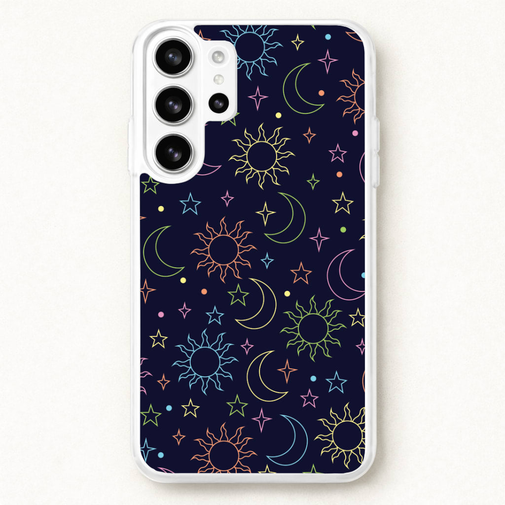 Sun, Moon And Stars Pattern Rainbow Phone Case for Galaxy S26 Ultra
