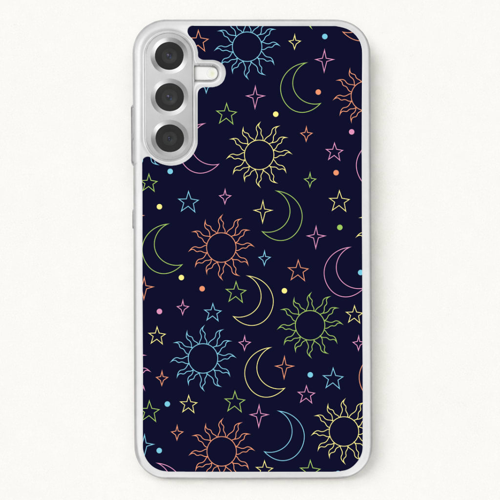 Sun, Moon And Stars Pattern Rainbow Phone Case for Galaxy A17