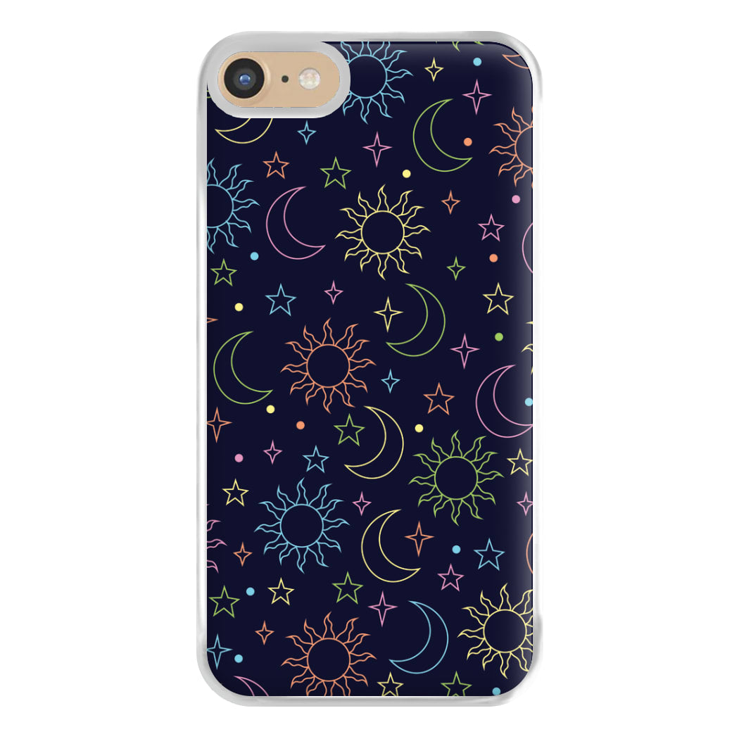 Sun, Moon And Stars Pattern Rainbow Phone Case for iPhone 6 / 7 / 8 / SE