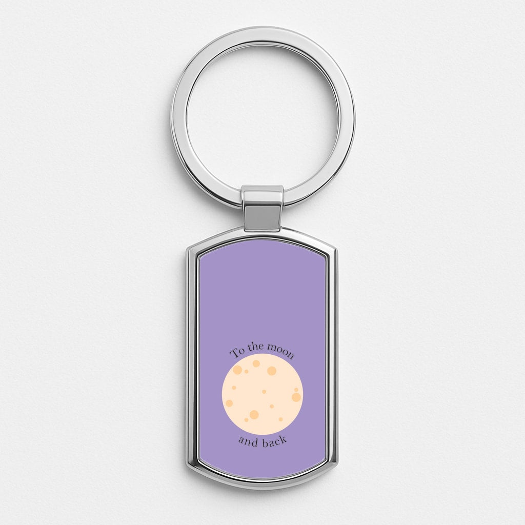 To The Moon And Back Silver Keyring