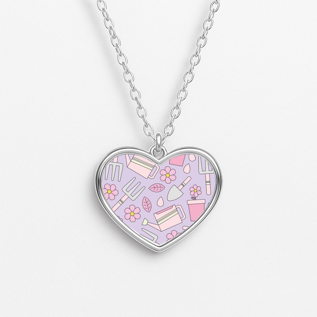 Gardening Tools - Spring Patterns Heart Necklace