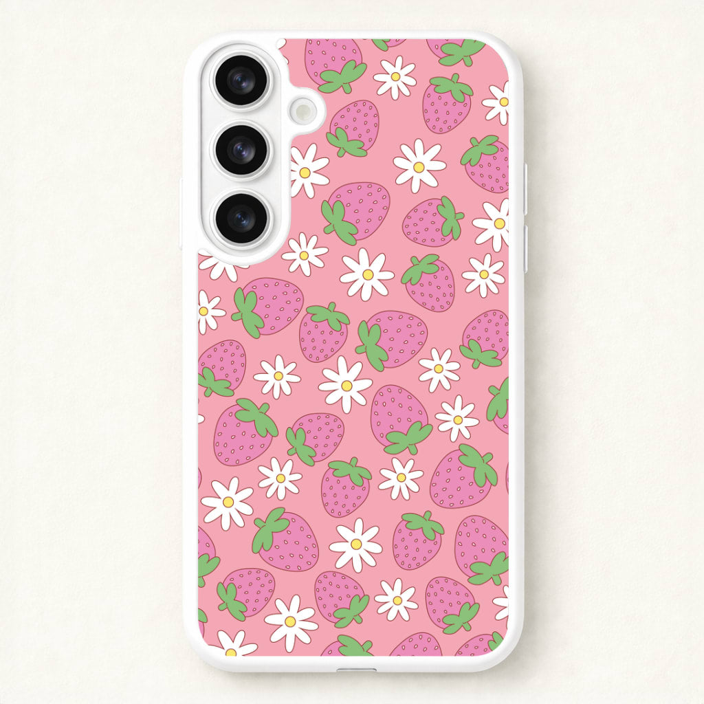 Pink Strawberries - Spring Patterns Phone Case for Galaxy S26 Plus