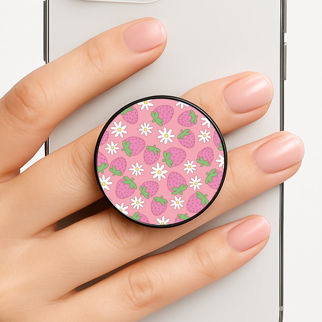 Pink Strawberries - Spring Patterns Phone Grip