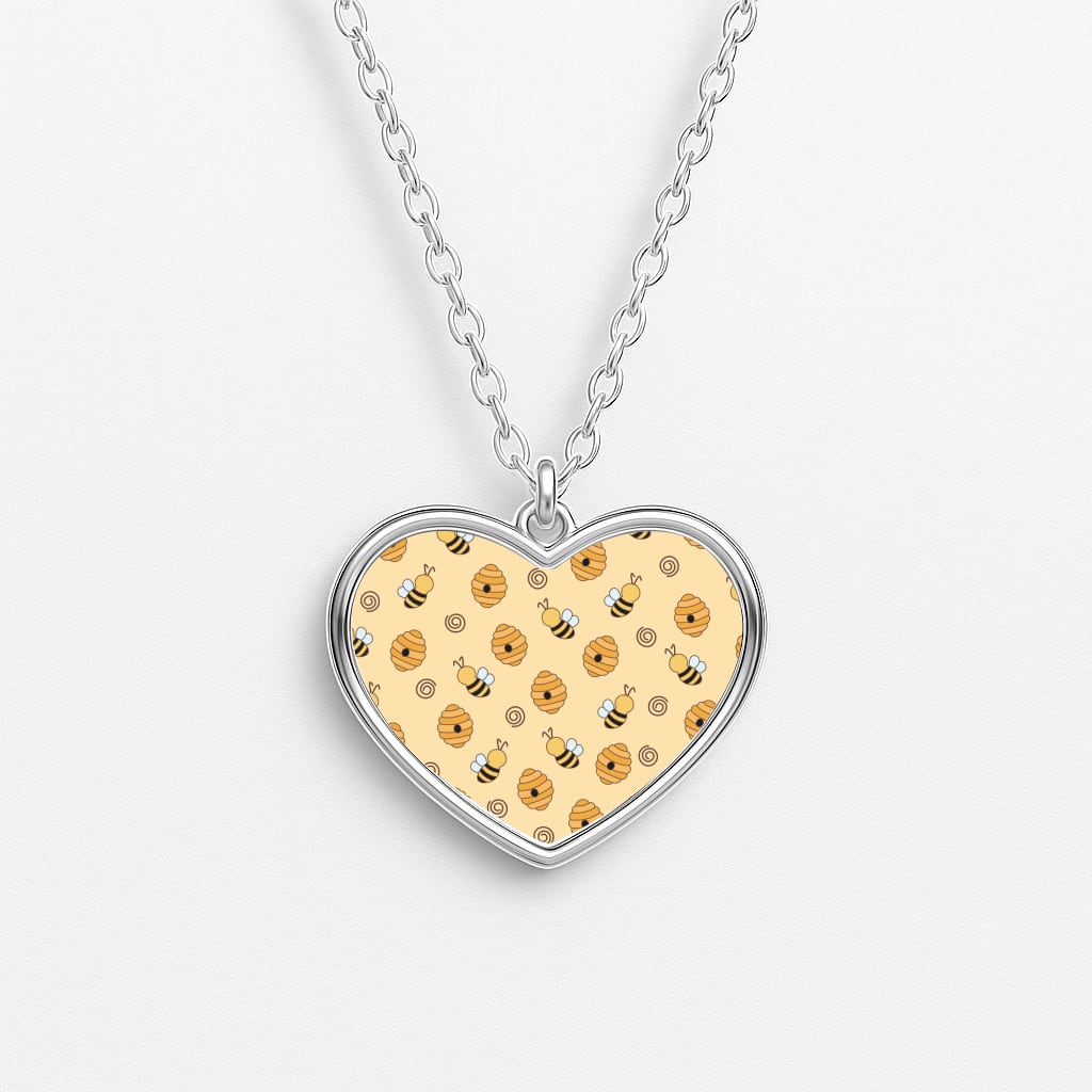 Honey Bees - Spring Patterns Heart Necklace