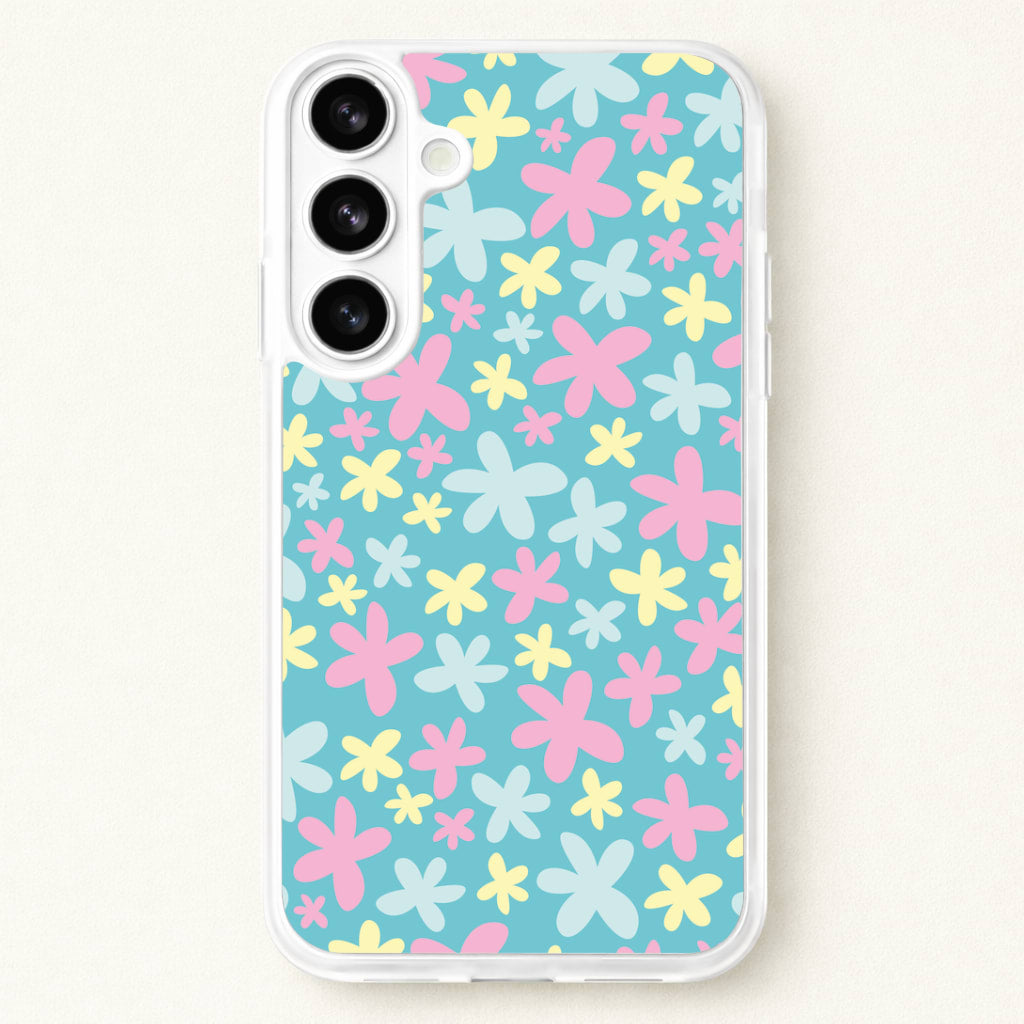 Blue, Pink And Yellow Flowers - Spring Patterns Phone Case for Galaxy S26 Plus