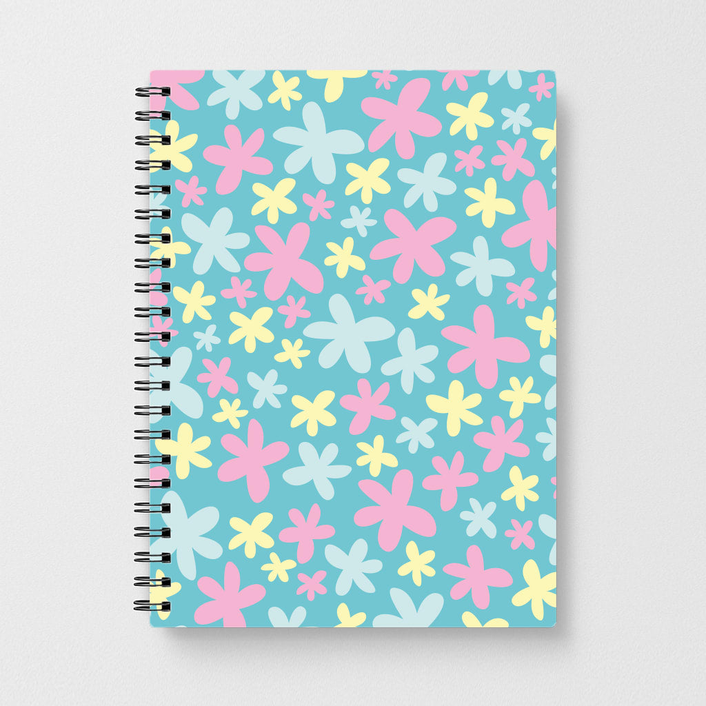 Blue, Pink And Yellow Flowers - Spring Patterns Notebook