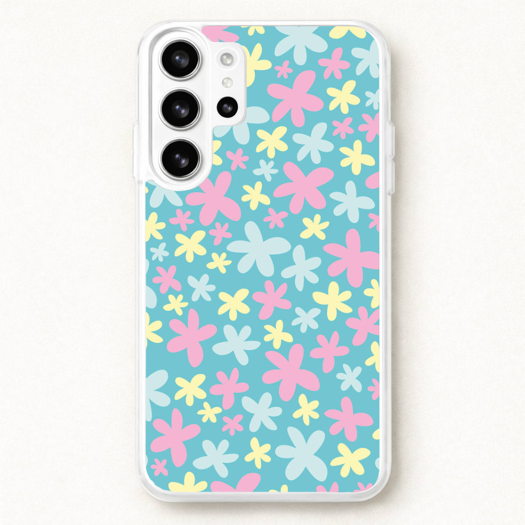 Blue, Pink And Yellow Flowers - Spring Patterns Phone Case for Galaxy S26 Ultra