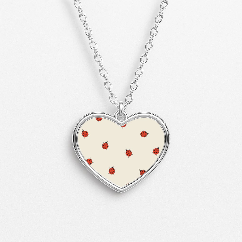 Ladybirds - Spring Patterns Heart Necklace